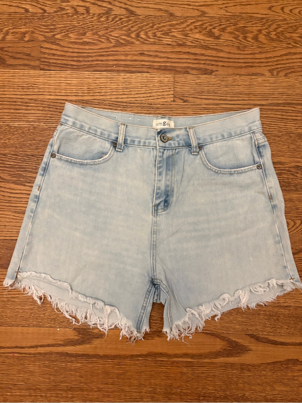 Light Wash Denim Frayed Hem Women's Shorts